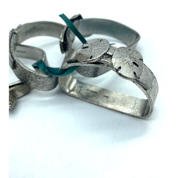 Vintage Metzke Antiqued Pewter‎ Seashells Napkin Rings Holders Set of 4 - Picture 4 of 5